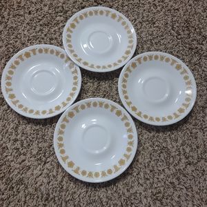 Corelle Gold Butterfly pattern 4 saucers